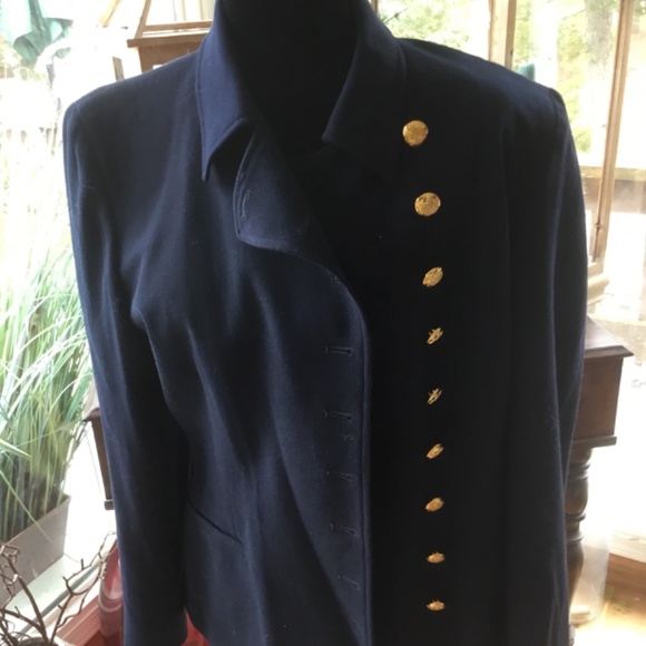 Lauren Ralph Lauren gold button navy blue blazer - Picture 2 of 4